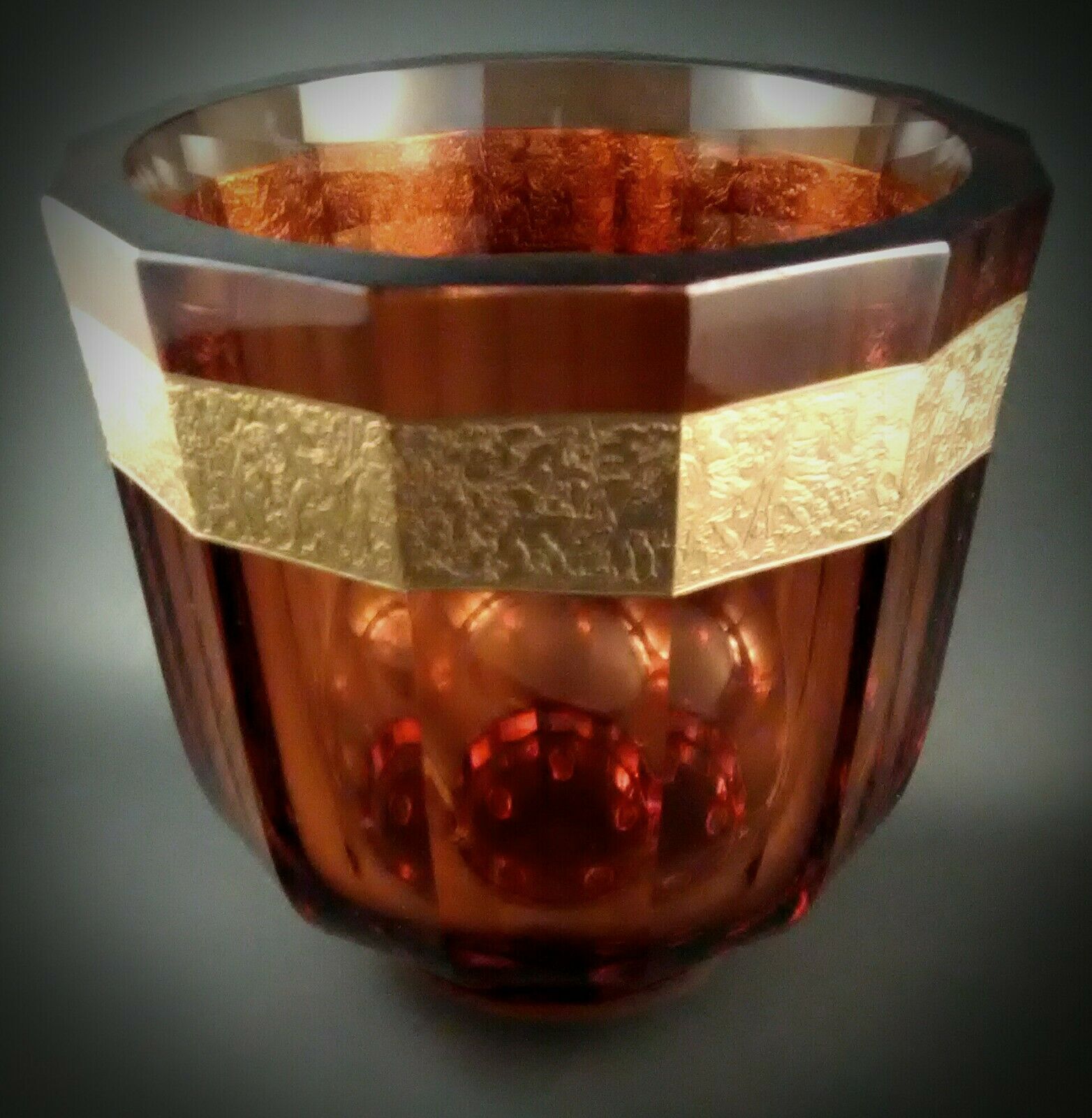 Vintage Moser Large Vase Ice Bowl Wine Cooler Wide Gold Greek Mithological Scene
