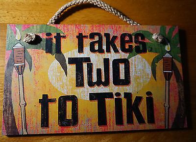 It Takes Two To Tiki Tropical Palm Tree Torch Torches Beach Home Decor Sign New