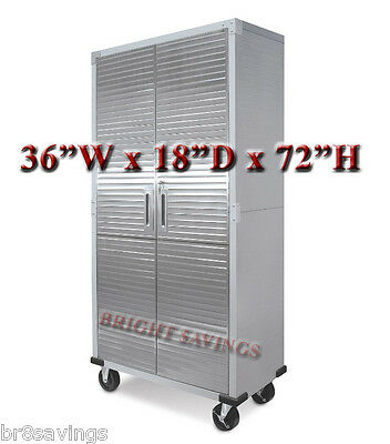 Ultra Heavy Duty Garage Metal Storage File Rolling Cabinet Stainless Steel Doors