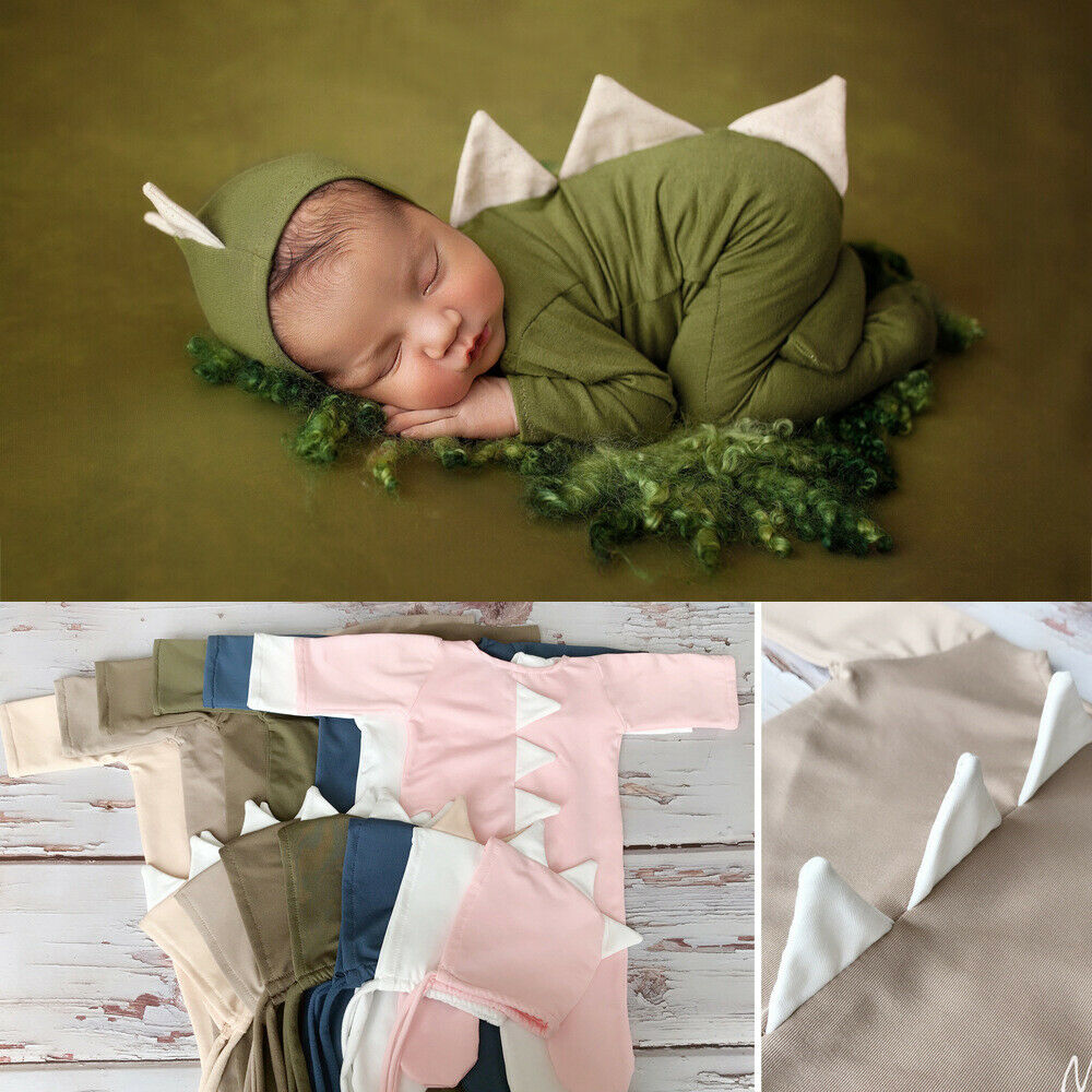 Newborn Baby Girl Boy Dinosaur Jumpsuit Hat Romper Photography Prop Studio Photo