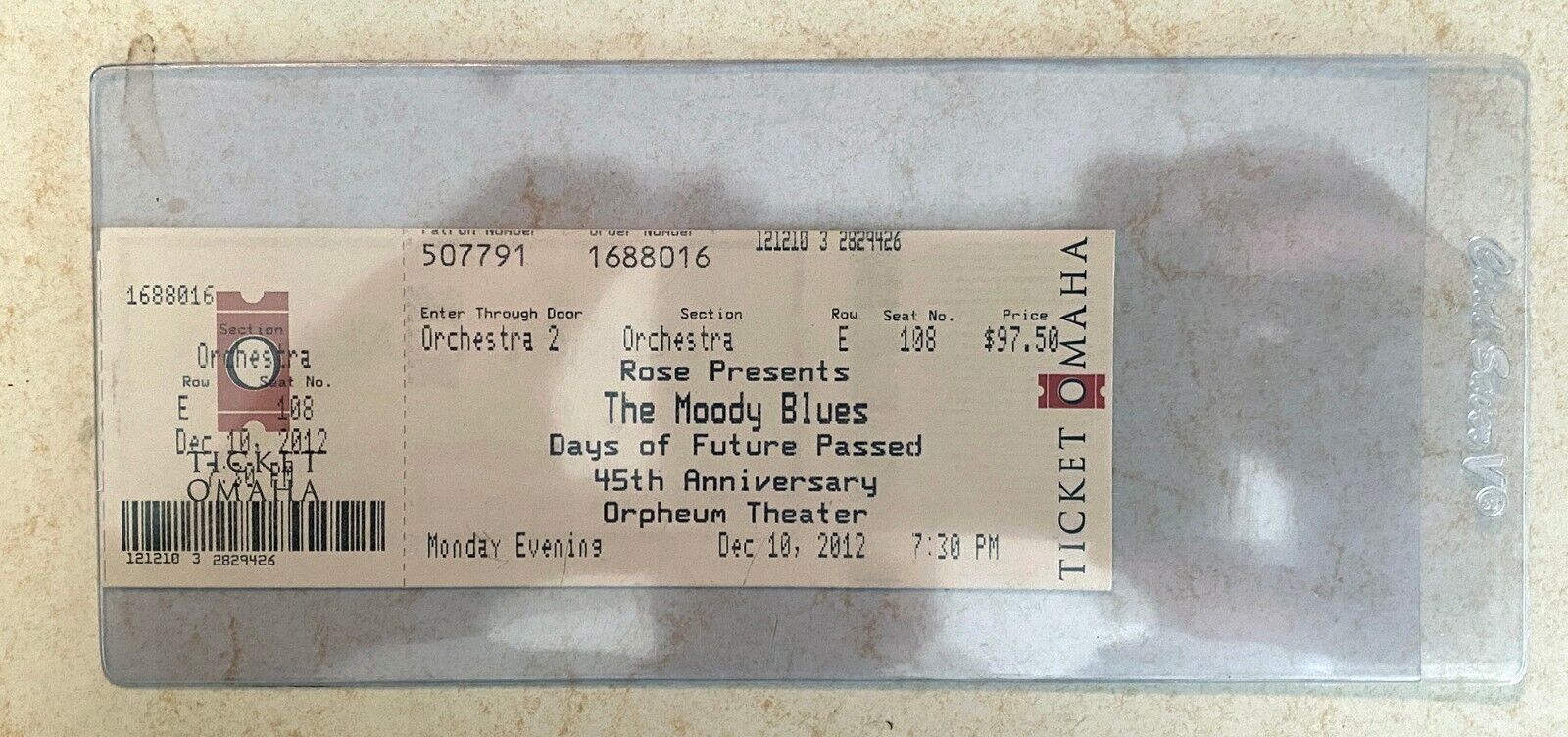 Moody Blues Tickets Stub: Days Future Passed 45th Anniversary Tour: Omaha, Ne