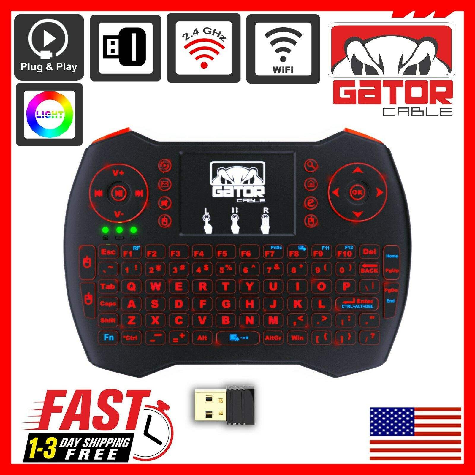 Mini Wireless Keyboard Remote Touchpad 2.4ghz Smart-tv Android Tv Box Pc Backlit