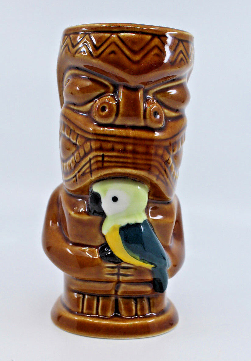 Dave Squid Cohen Earls Ceramic Tiki Mug Brown Parrot 2015 15.5 Cm 6 1/8" Tall