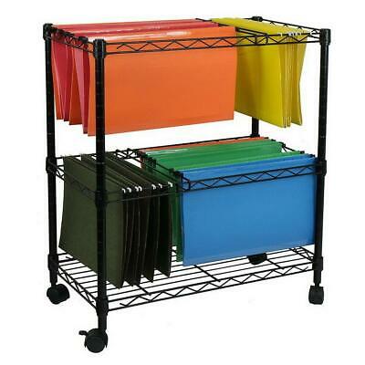 Two Tier Metal Rolling Mobile File Cart For Letter Size Office Supplies