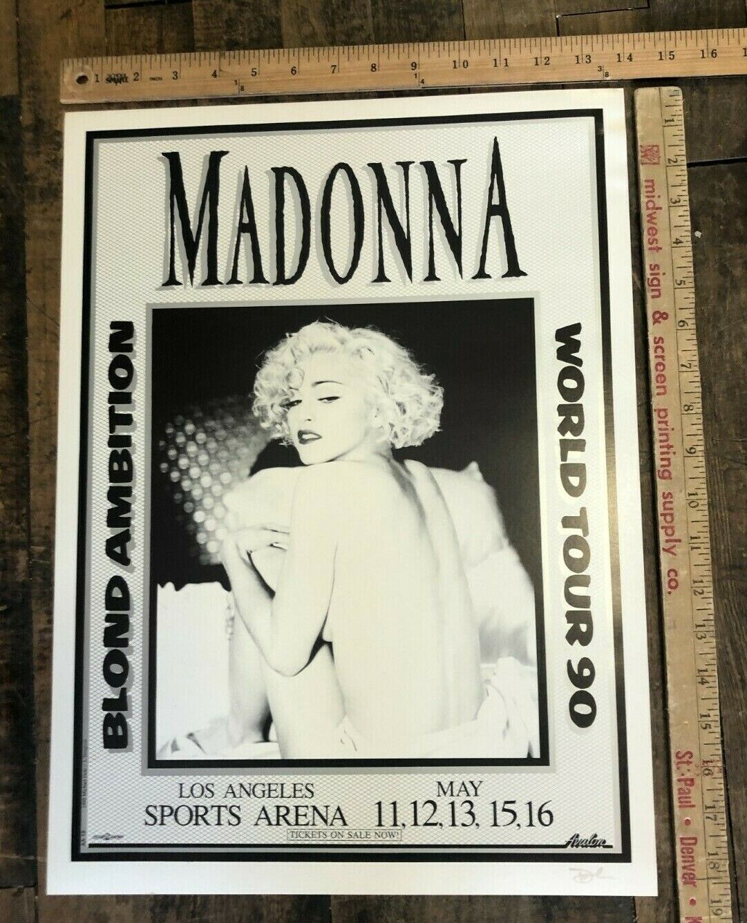 Vintage Poster Madonna 1990 World Tour Blond Ambition Los Angeles Signed
