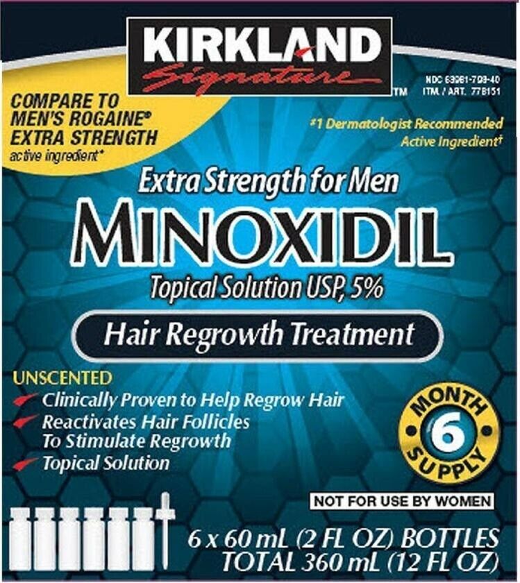 Kirkland Minoxidil 5% Solution Hair Loss Regrowth Treatment Extra Strength