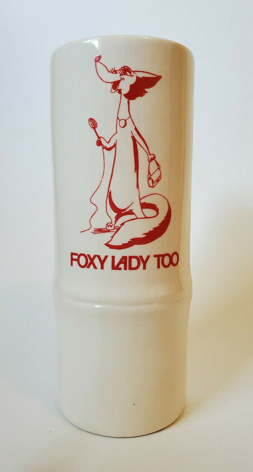 Vintage Foxy Lady Too Bar Hawaii Bamboo Tiki Mug Advertising