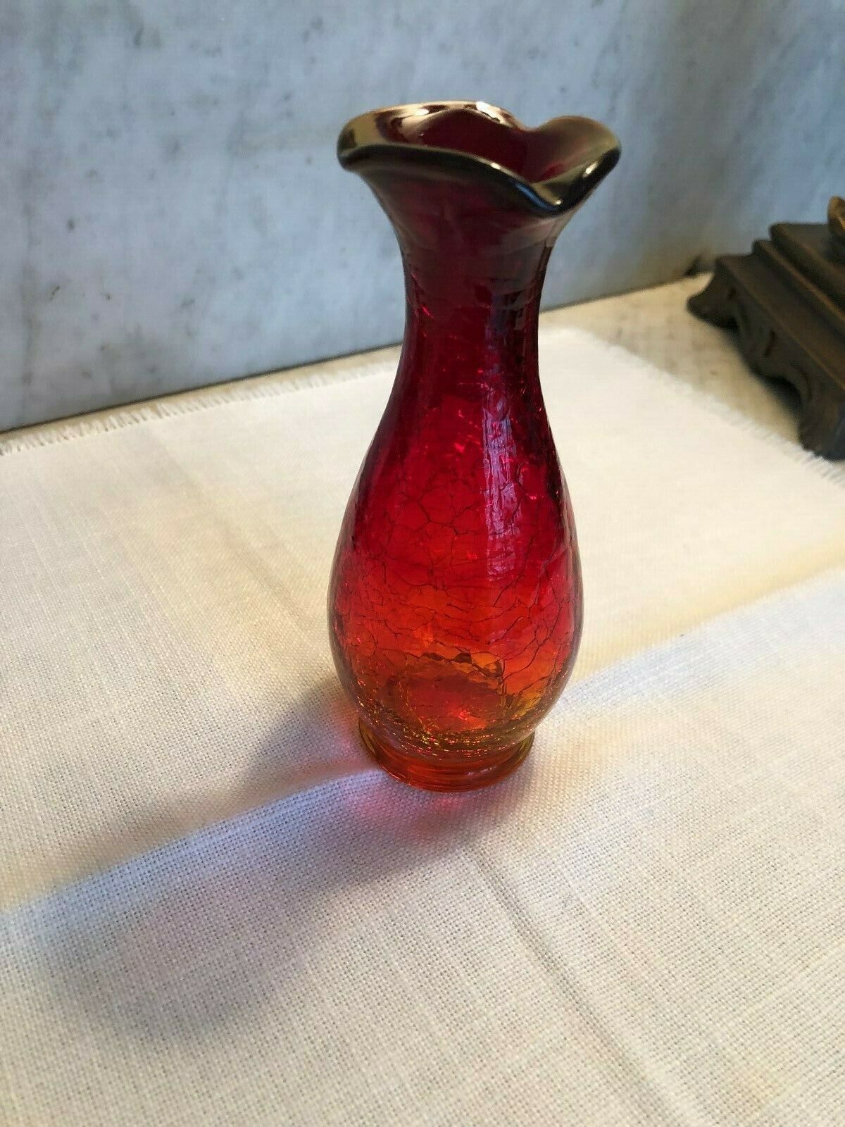 Amberina Crackle Vase