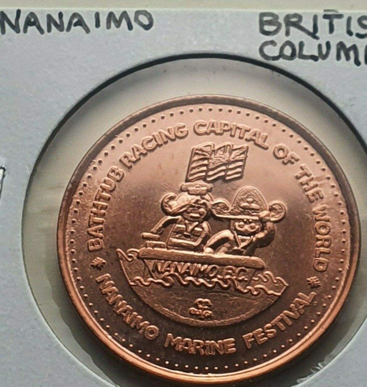 2009 Nanaimo British Columbia $5 Marine Fest Bathtub Dollar Token, Proof Like