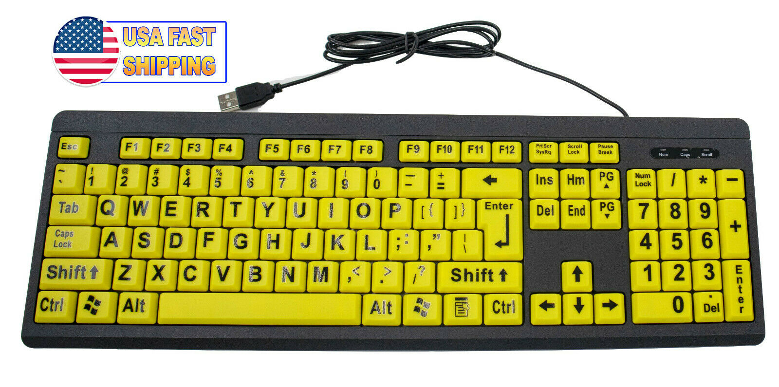 Big & Bright Ez See Keyboard High Contrast Large Keys Visually Impaired Keyboard