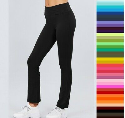 Yoga Pants Slim Foldover Waist Every Day Active Basic Flare  S,m,l,1x,2x,3x