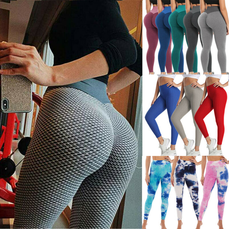 Women High Waist Tik Tok Leggings Ruched Butt Lift Anti-cellulite Yoga Pants Gym