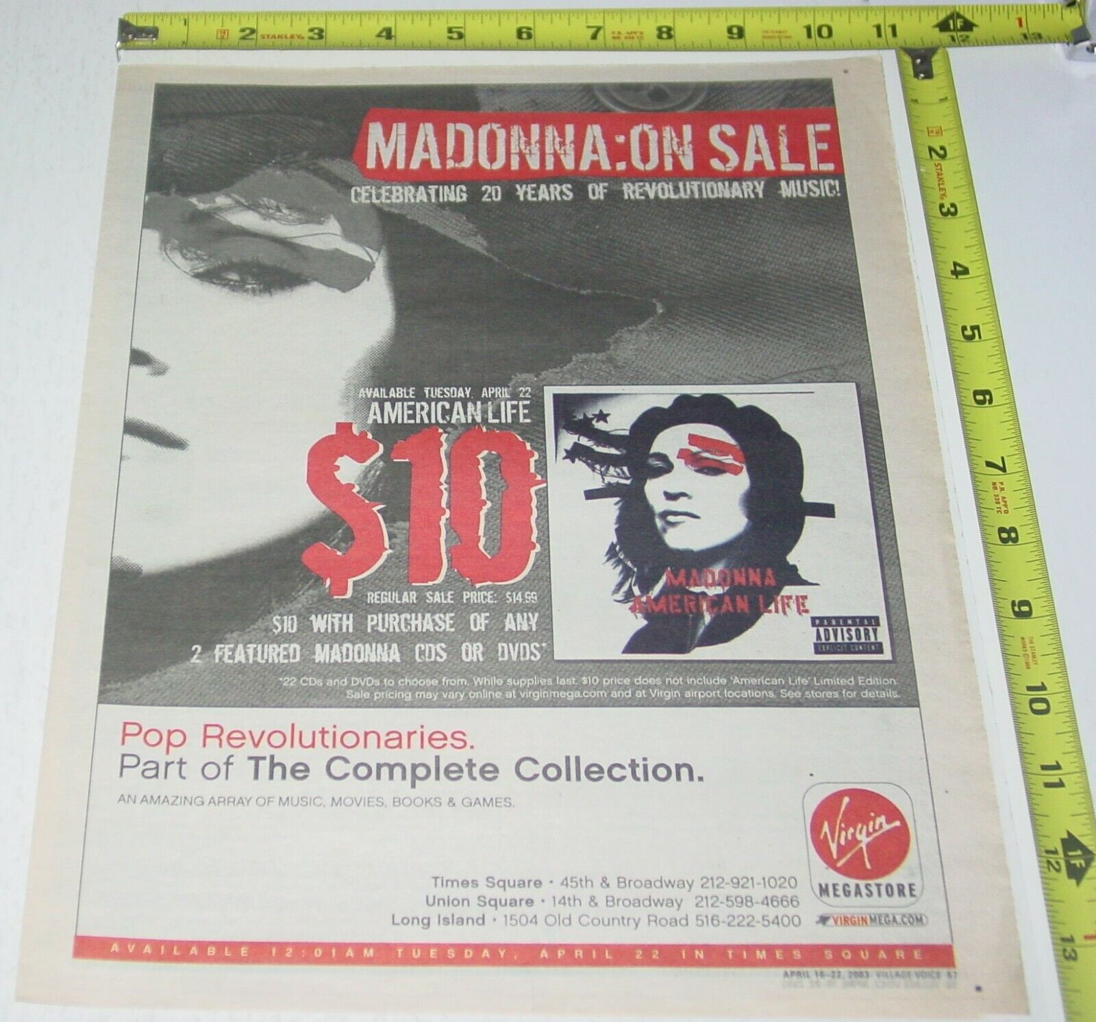 Madonna Album Cd Release Ad Advert 2003 American Life Warner Bros Records Pop