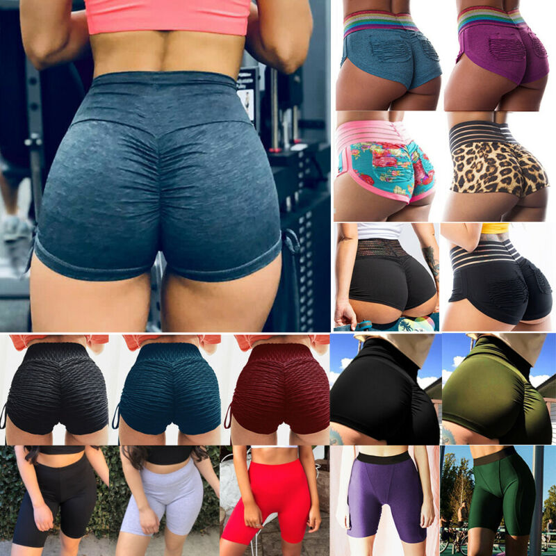 Women Sports Yoga Shorts Push Up Ruched Gym Workout Fitness Casual Hot Pants G86