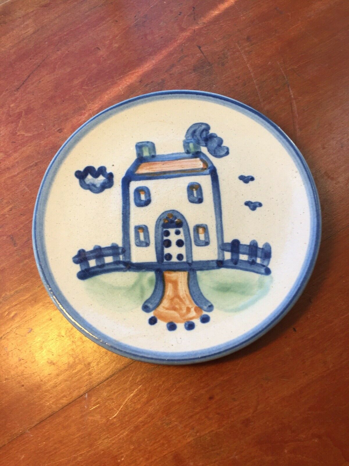 M A Hadley Stoneware Pottery Country House Hand Painted Signed 6"