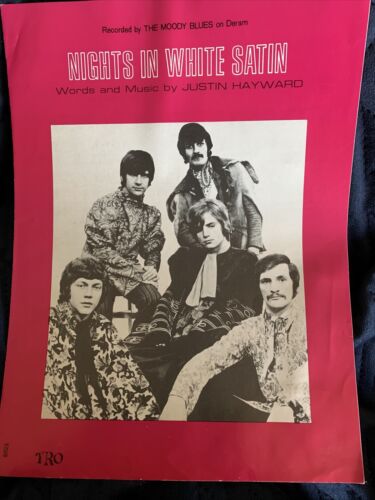 The Moody Blues "nights In White Satin" Original Sheet Music From 1968 Excellent